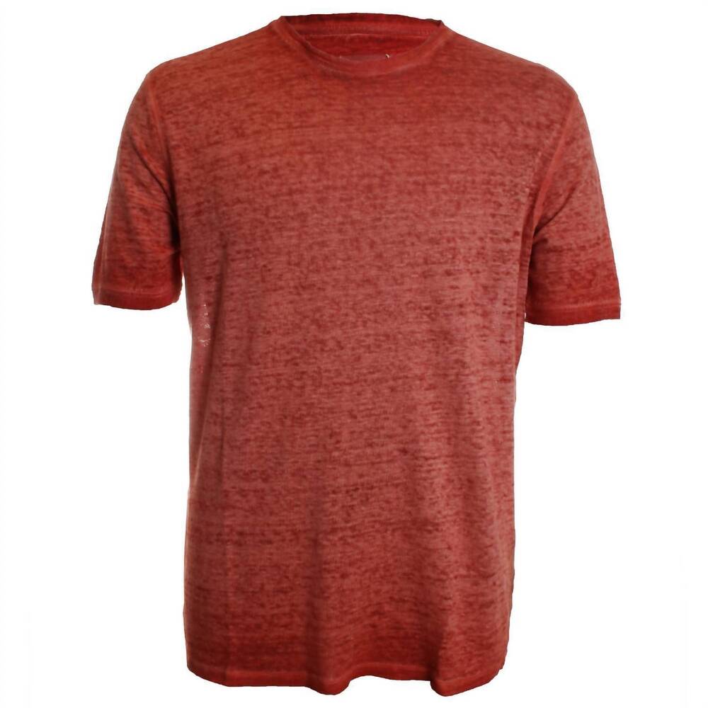NEW GARNET CLOTHIERS men's short sleeve linen washed crewneck tee in rust